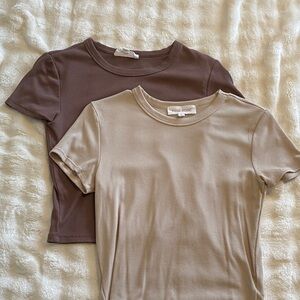 Women's Ribbed Tops - Brown and Tan